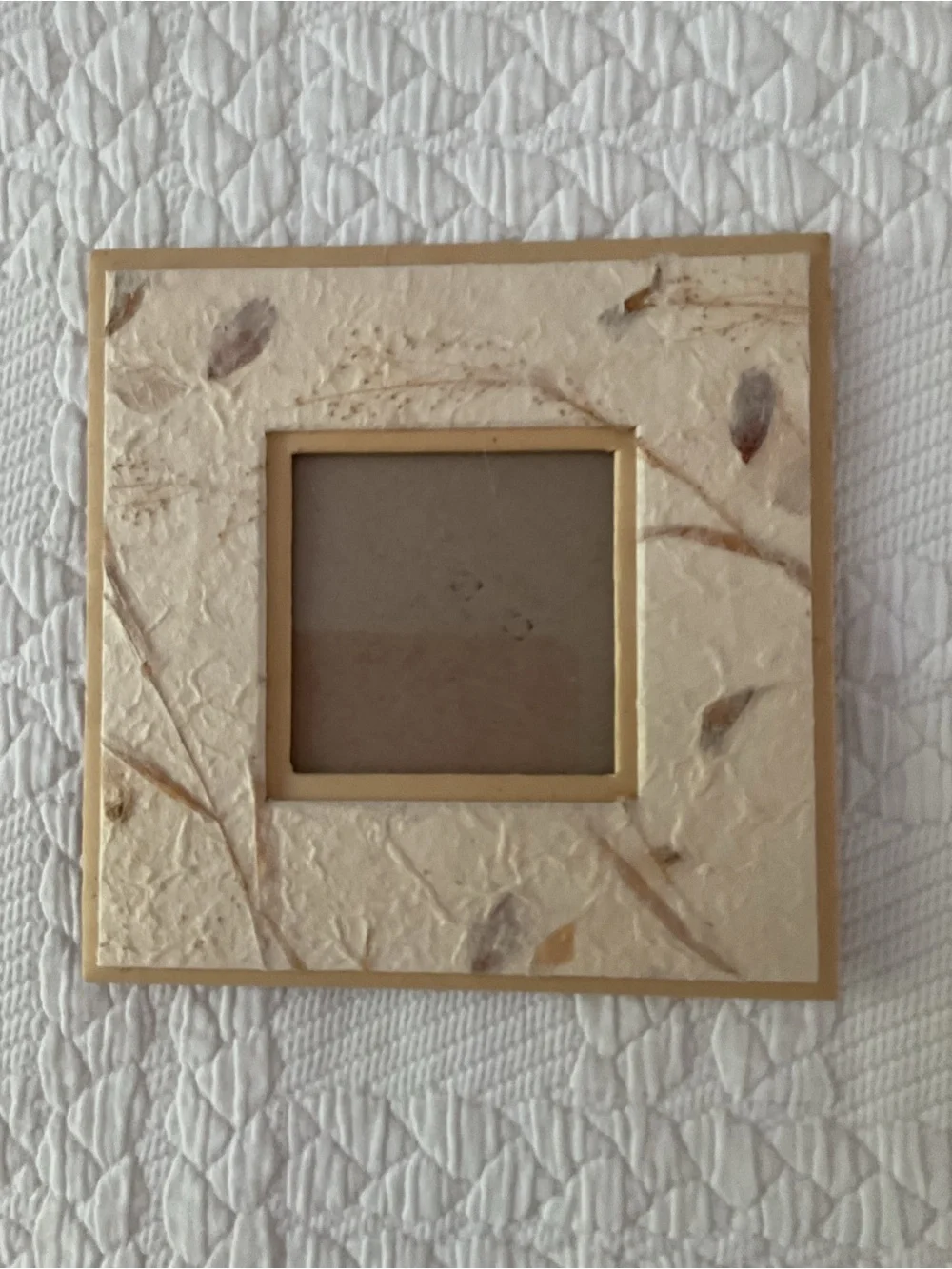 Textured Cream Picture Frame with Gold Accents